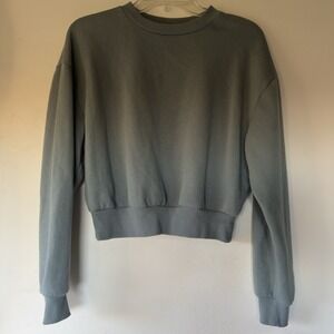 Wild Fable Women's Sweater Medium Gray Blue Pullover Cotton Blend Cropped Style